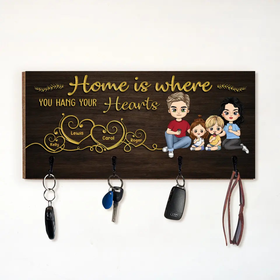 Home is Where You Hang Your Heart - Personalized Key Hanger