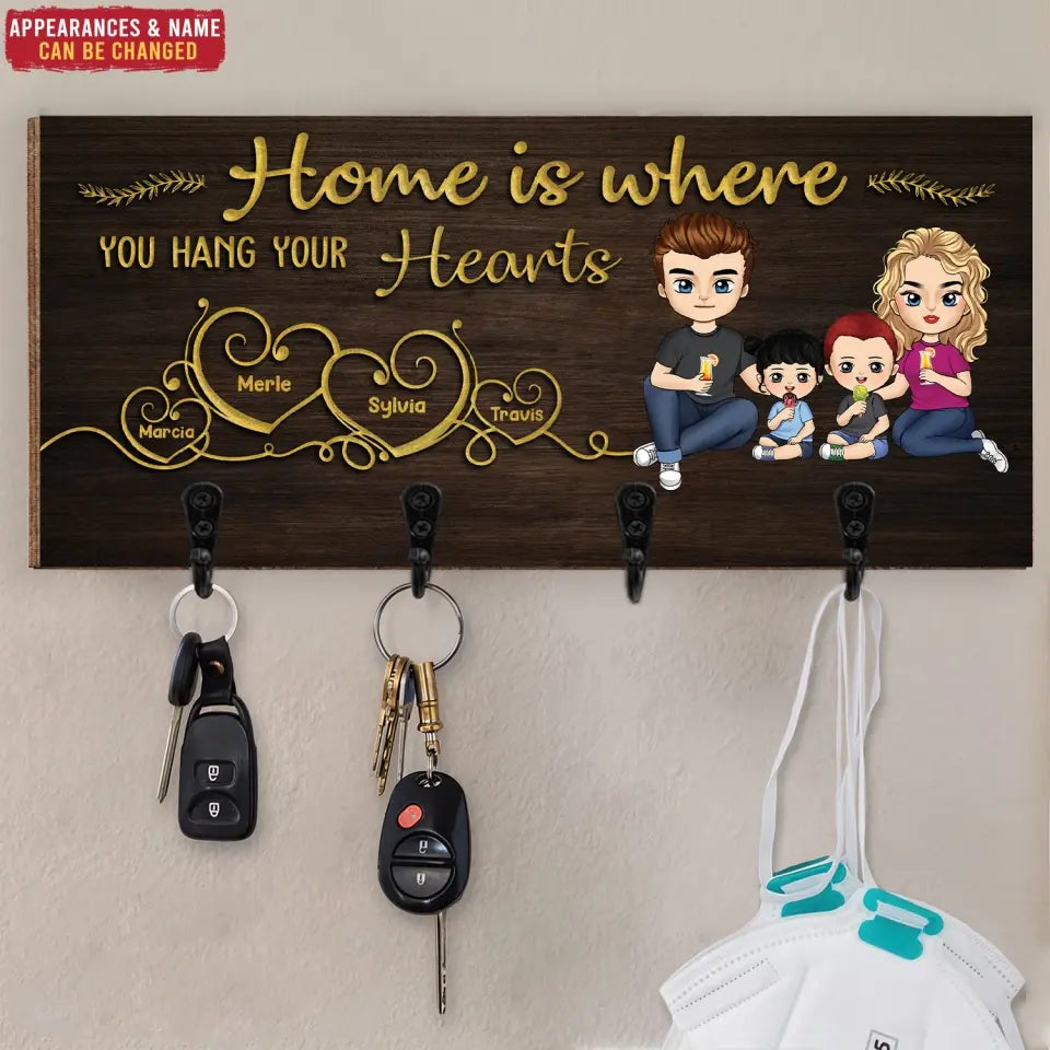 Home is Where You Hang Your Heart - Personalized Key Hanger