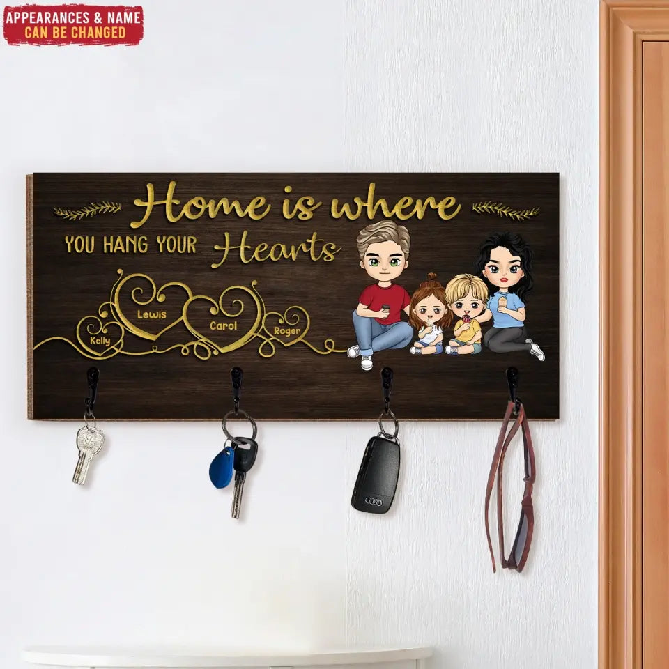 Home is Where You Hang Your Heart - Personalized Key Hanger