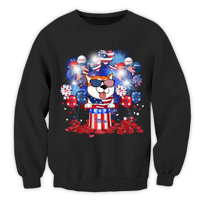Happy 4th July Dog Independent Day Hats And Balloons - Personalized Shirt, Gift for Dog Lovers