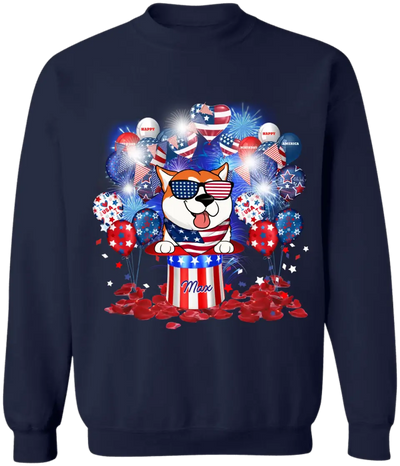 Happy 4th July Dog Independent Day Hats And Balloons - Personalized Shirt, Gift for Dog Lovers
