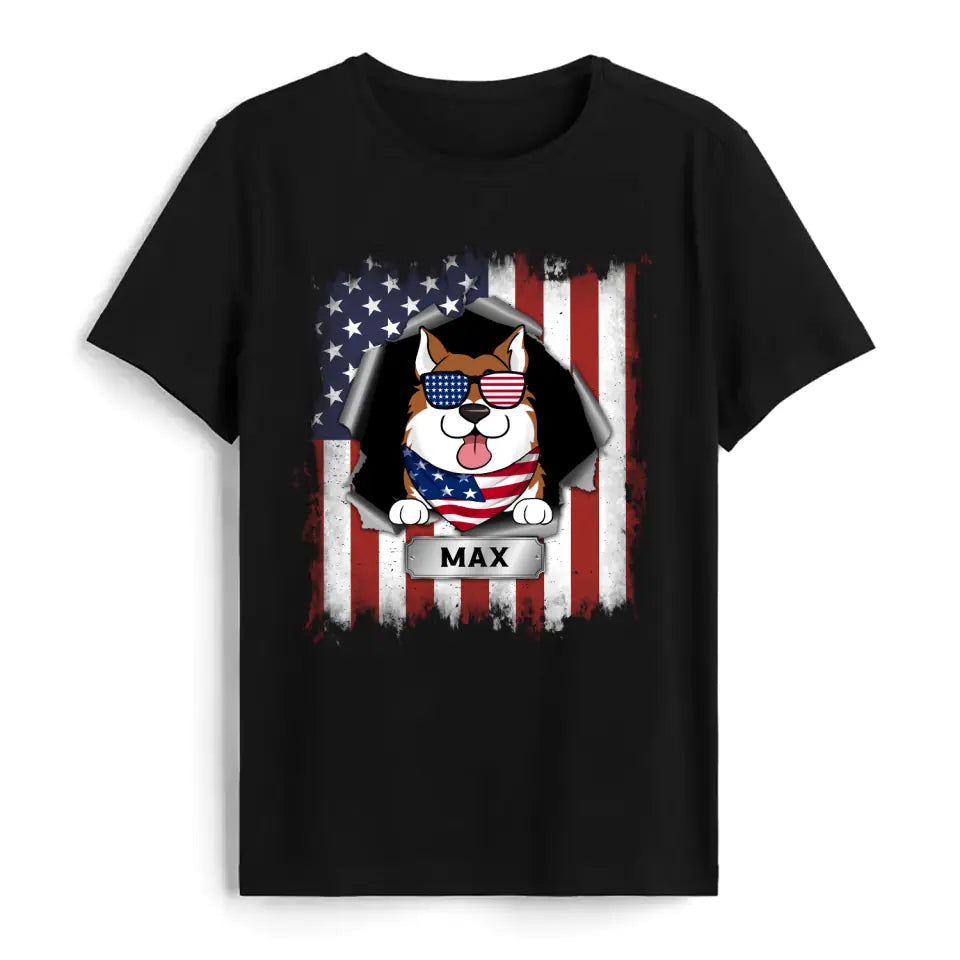 Happy 4th Of July Dog - Personalized T-Shirt, 4th Of July Dog T-Shirt, Dog Lovers, Happy Independence Day