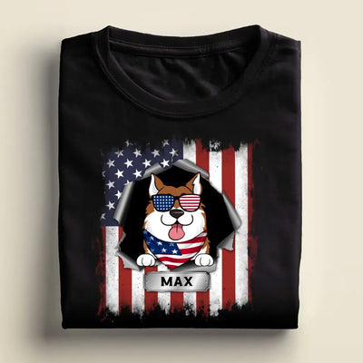 Happy 4th Of July Dog - Personalized T-Shirt, 4th Of July Dog T-Shirt, Dog Lovers, Happy Independence Day