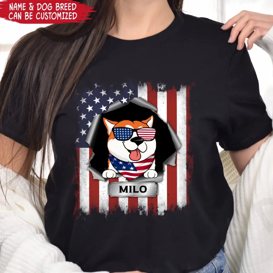 Happy 4th Of July Dog - Personalized T-Shirt, 4th Of July Dog T-Shirt, Dog Lovers, Happy Independence Day