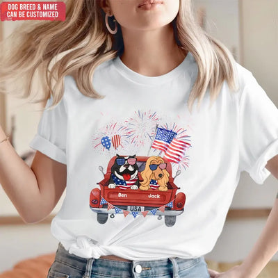 Independence Day Fireworks - Personalized T-Shirt, 4th Of July Dog T-Shirt