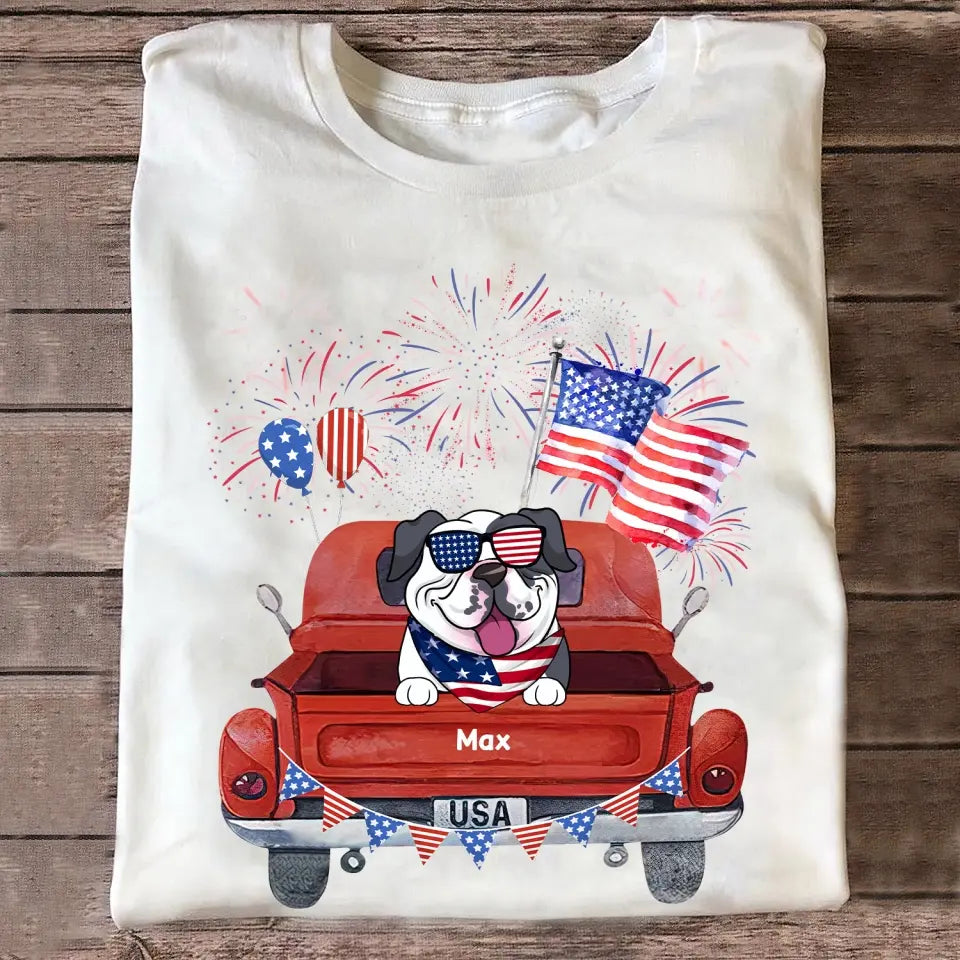 Independence Day Fireworks - Personalized T-Shirt, 4th Of July Dog T-Shirt