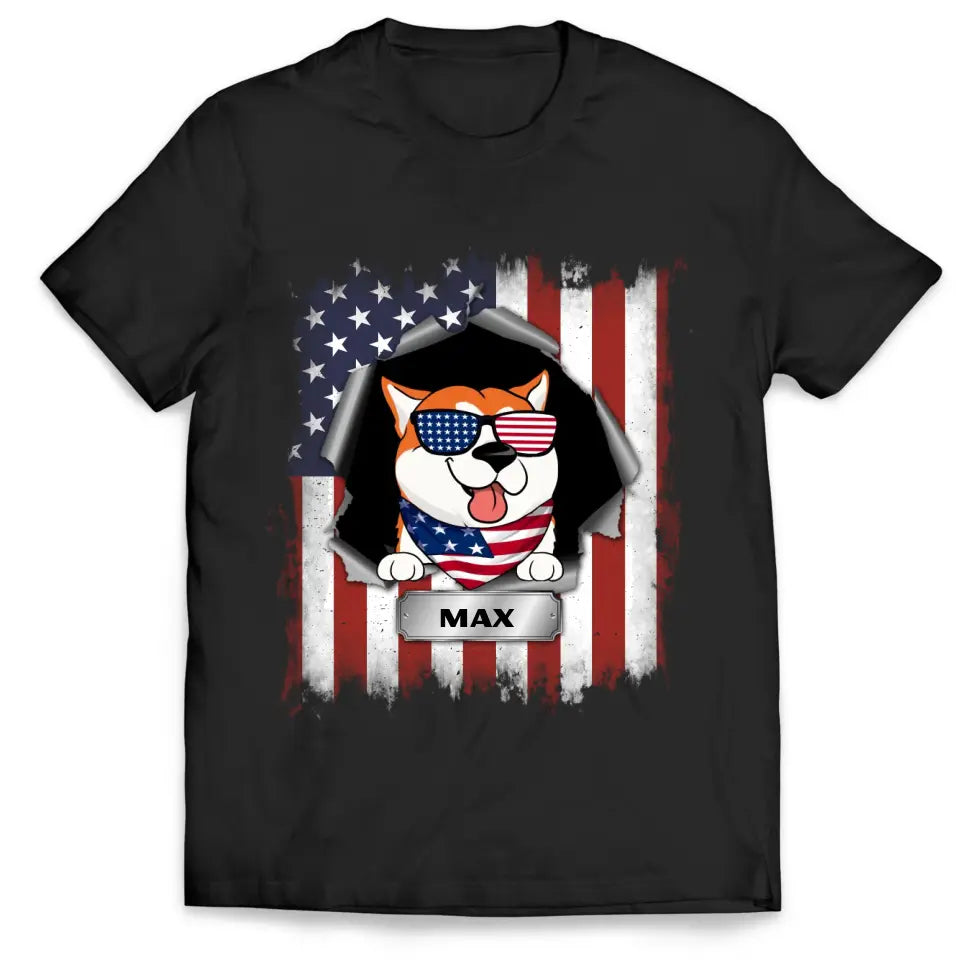 Happy 4th Of July Dog - Personalized T-Shirt, 4th Of July Dog T-Shirt, Dog Lovers, Happy Independence Day