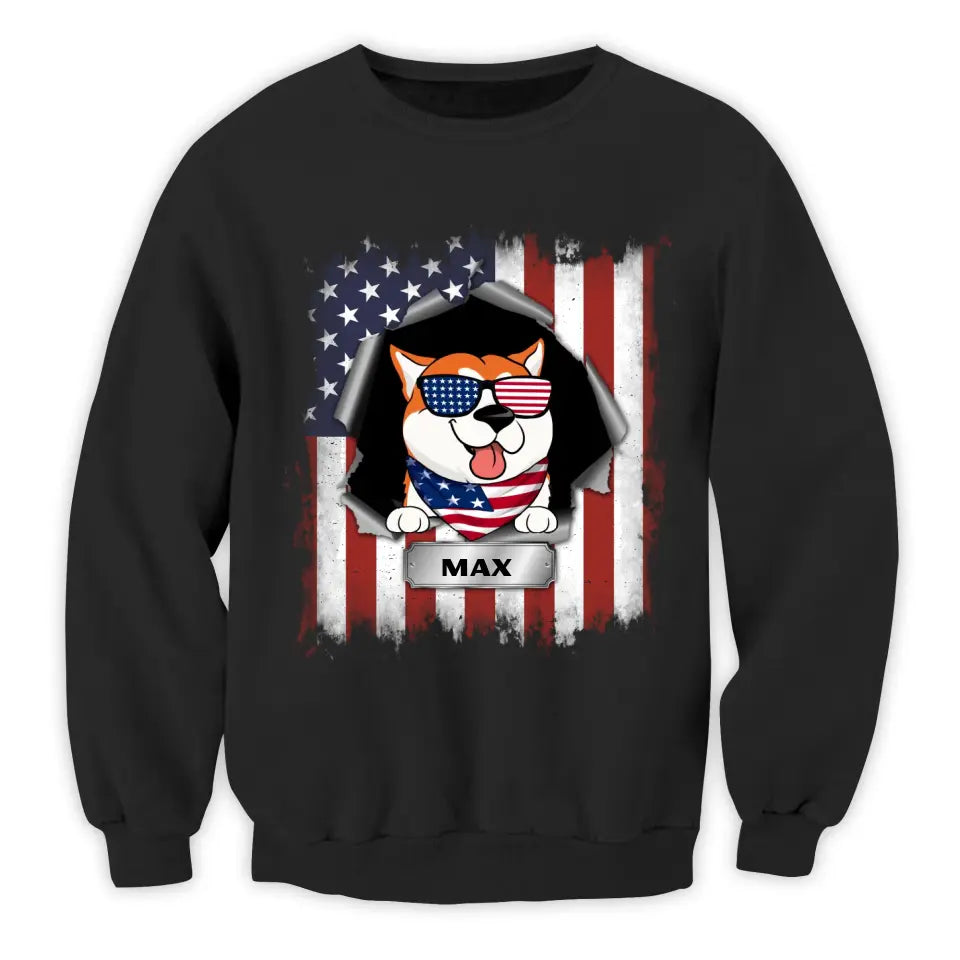 Happy 4th Of July Dog - Personalized T-Shirt, 4th Of July Dog T-Shirt, Dog Lovers, Happy Independence Day