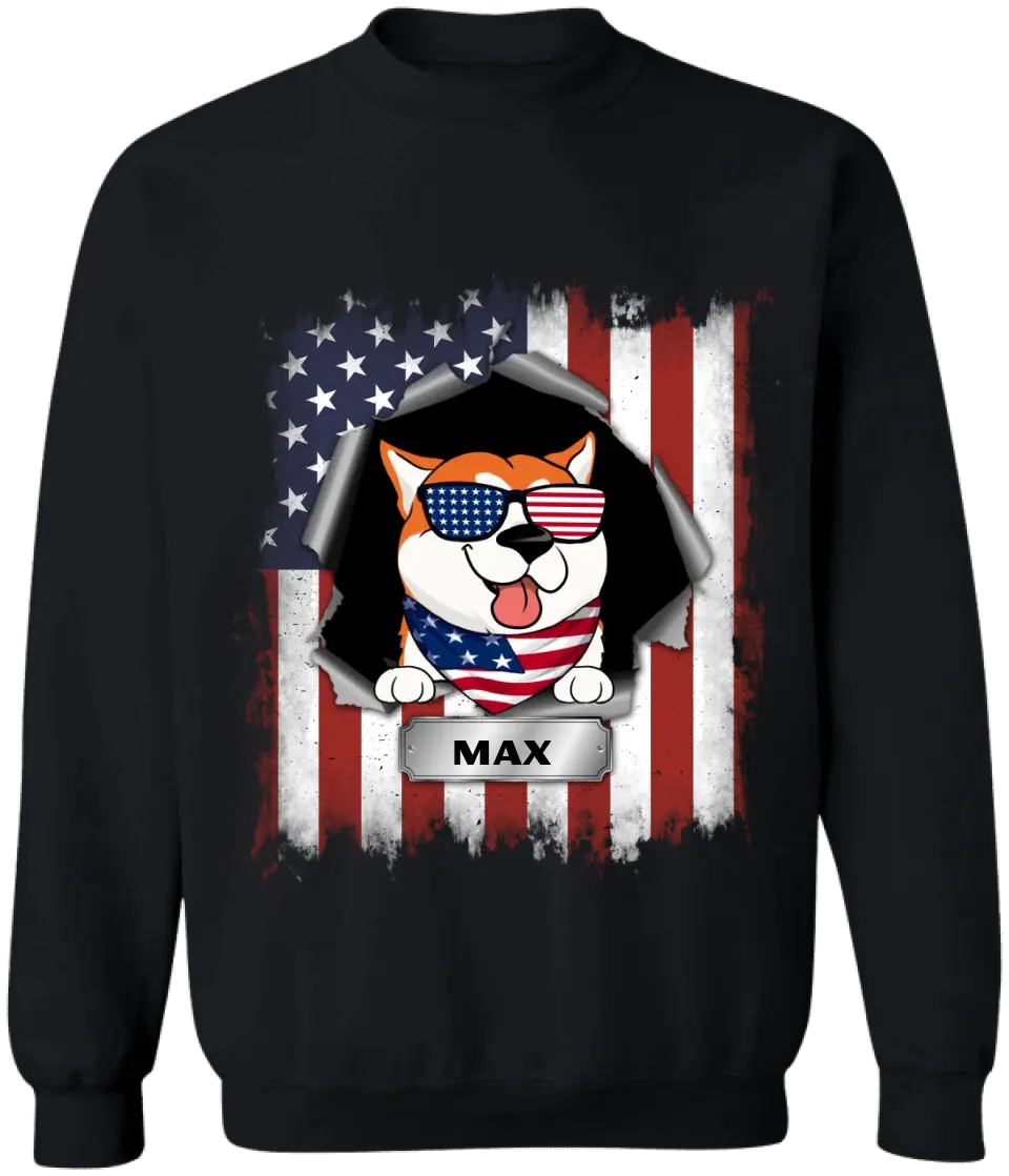 Happy 4th Of July Dog - Personalized T-Shirt, 4th Of July Dog T-Shirt, Dog Lovers, Happy Independence Day