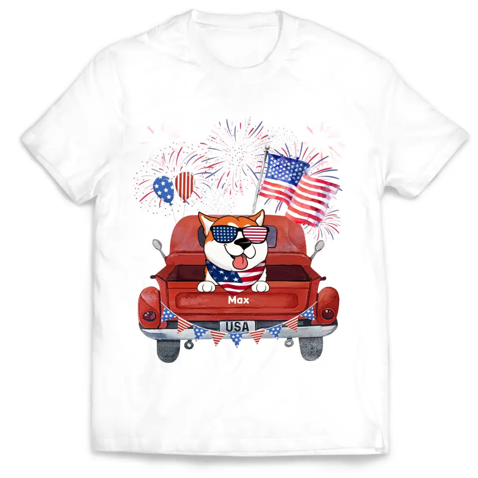 Independence Day Fireworks - Personalized T-Shirt, 4th Of July Dog T-Shirt