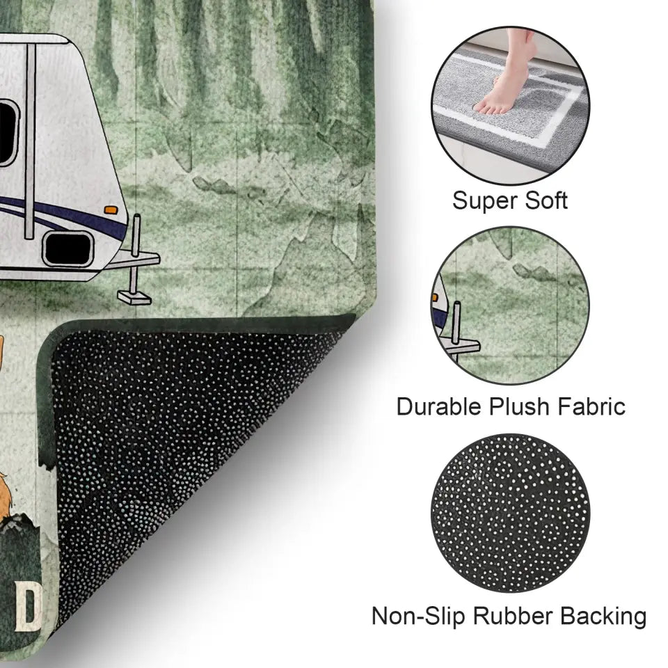 Welcome To Our Campsite Hope You Brought Alcohol And Dog Treats - Personalized Doormat, Gift For Camping Lover