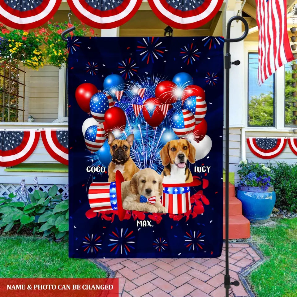 Limited Edition Dog 4th Of July - Personalized Garden Flag, 4th Of July Dog Gift