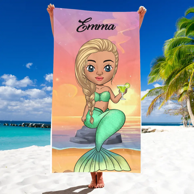 The Beach Is My Happy Place - Personalized Beach Towel, Gift For Beach Lover