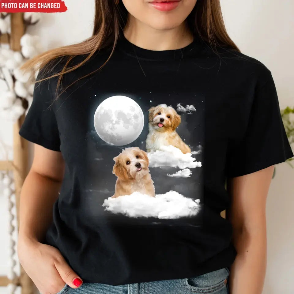Custom Pet Portrait Night Sky - Personalized T-Shirt, Gift For Dog Lovers, Cat Lovers