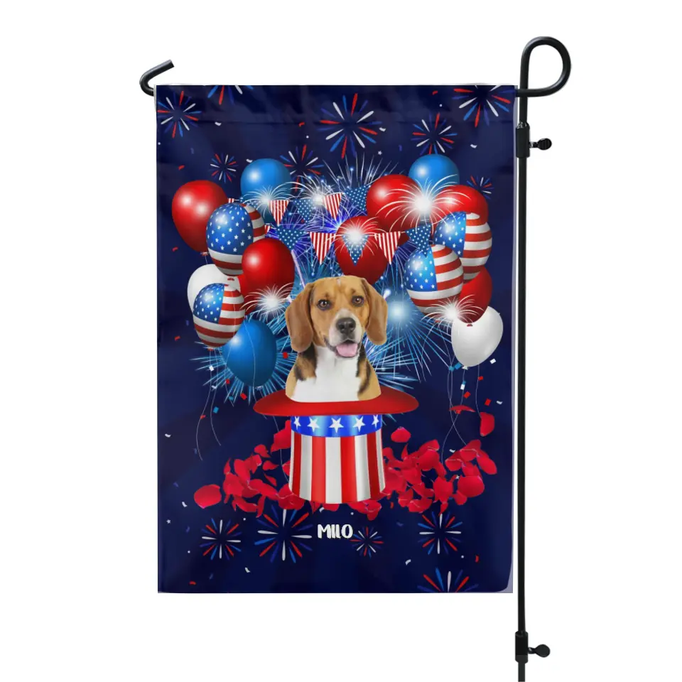 Limited Edition Dog 4th Of July - Personalized Garden Flag, 4th Of July Dog Gift