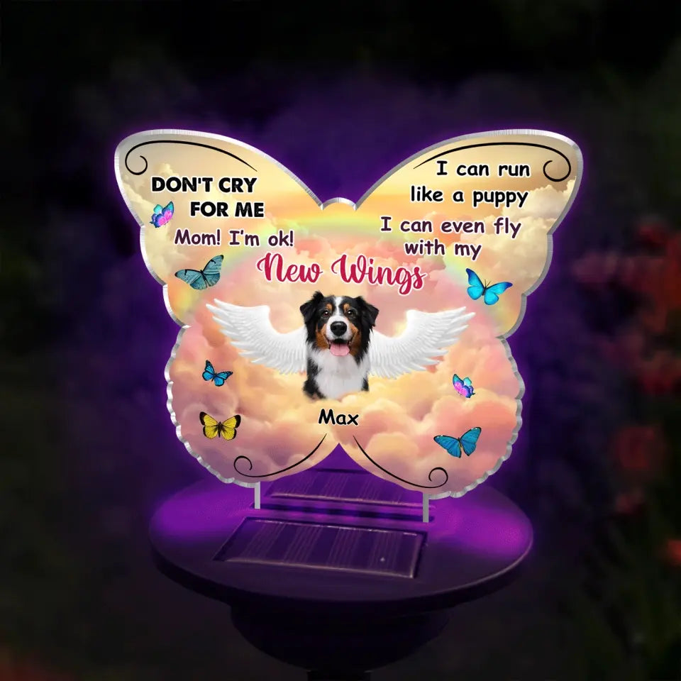 Don’t Cry For Me, Mom I’m Ok! - Personalized Solar Light, Gift For Dog Lover