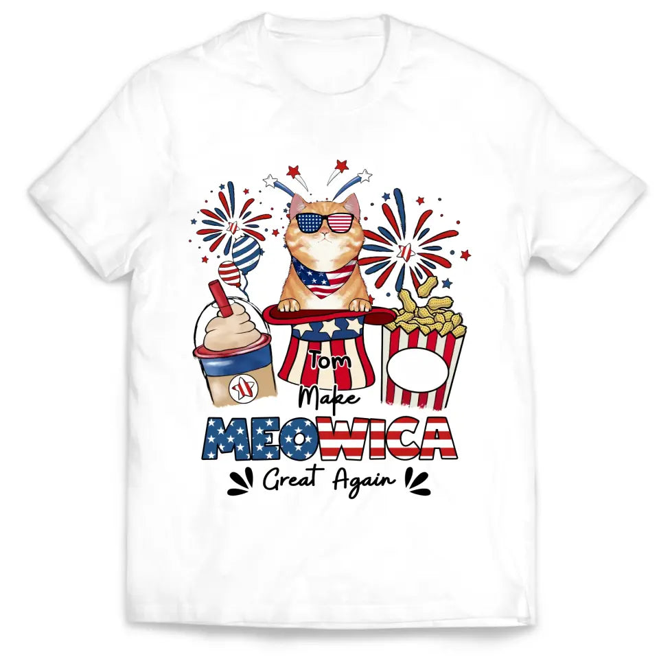 Make Meowica Great Again 4th of July - Personalized T-shirt, Independence Day Gift For Cat Lovers