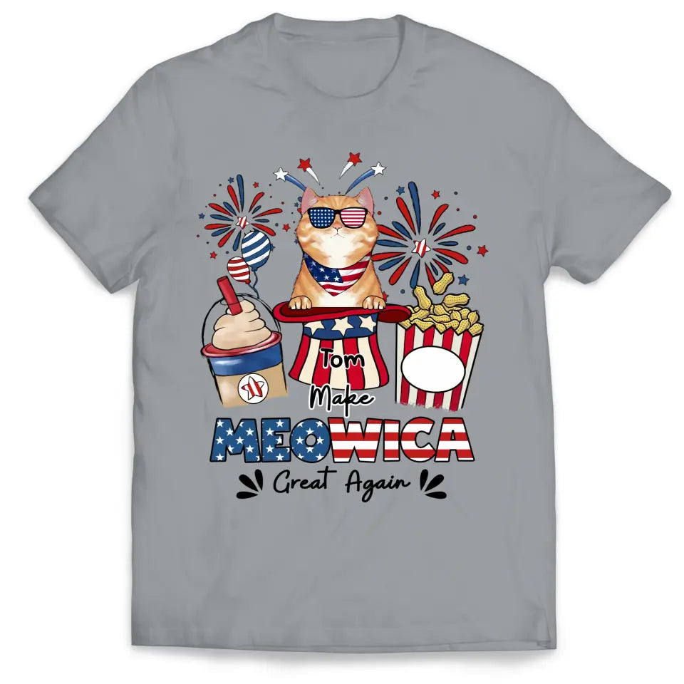 Make Meowica Great Again 4th of July - Personalized T-shirt, Independence Day Gift For Cat Lovers