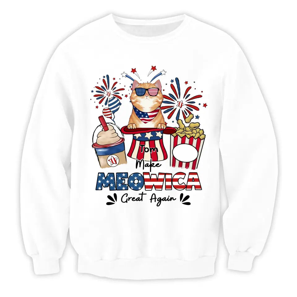 Make Meowica Great Again 4th of July - Personalized T-shirt, Independence Day Gift For Cat Lovers