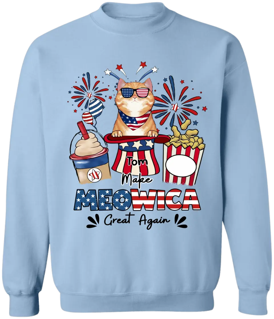 Make Meowica Great Again 4th of July - Personalized T-shirt, Independence Day Gift For Cat Lovers