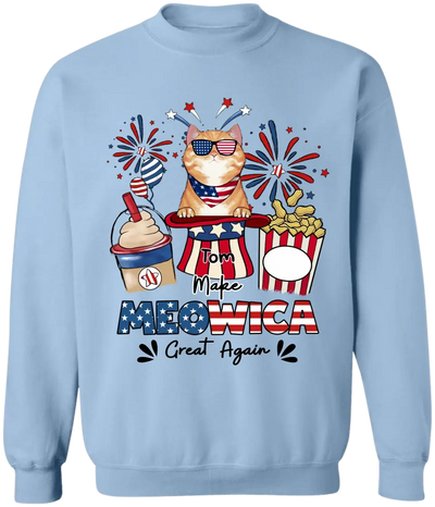 Make Meowica Great Again 4th of July - Personalized T-shirt, Independence Day Gift For Cat Lovers