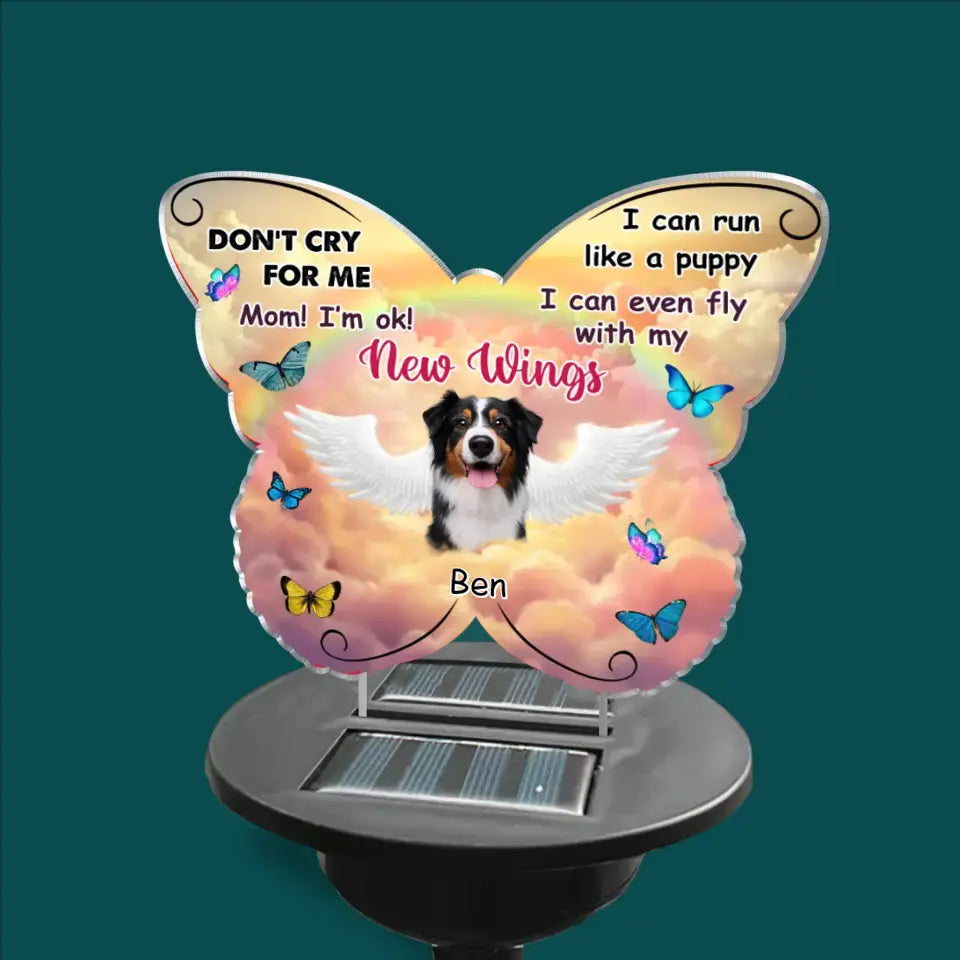 Don’t Cry For Me, Mom I’m Ok! - Personalized Solar Light, Gift For Dog Lover