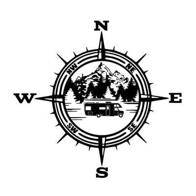 Lake Camping Compass - Personalized Decal, Lake Camping RVs Decal, Gift For Camping Lovers