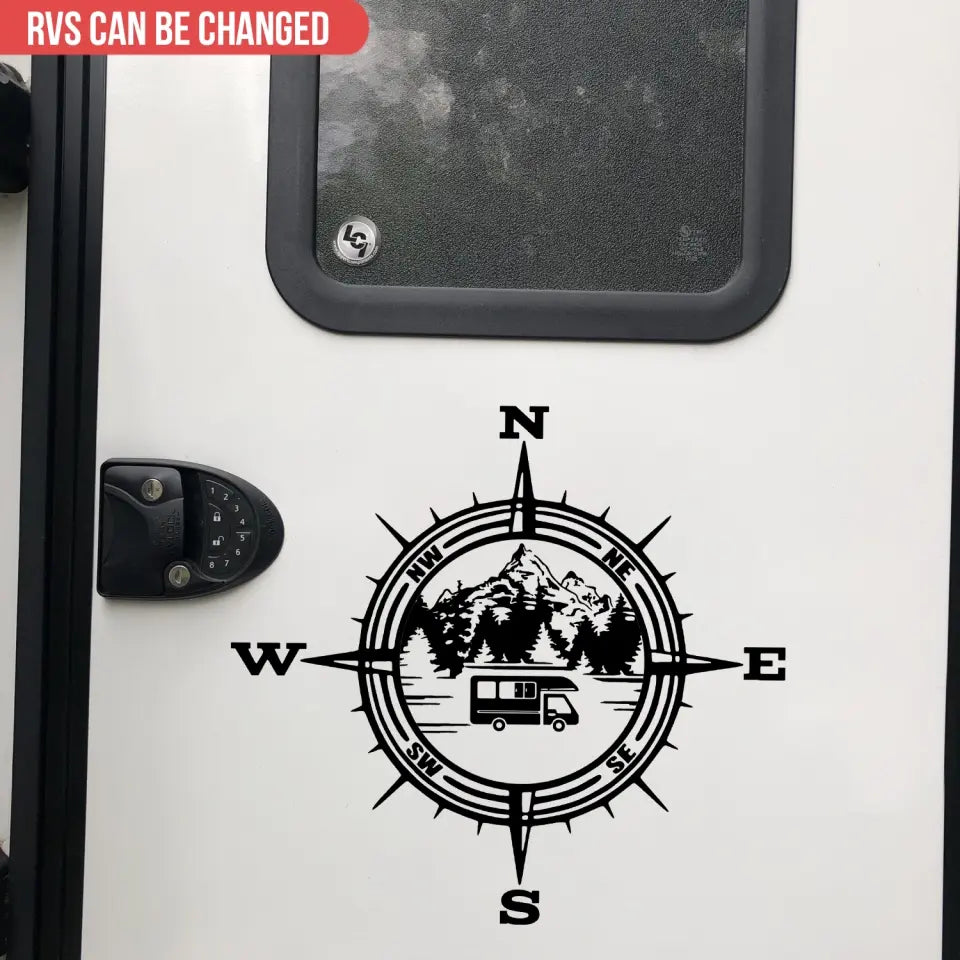 Lake Camping Compass - Personalized Decal, Lake Camping RVs Decal, Gift For Camping Lovers