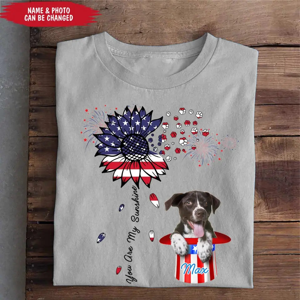 You Are My Sunshine Flower Dog Photo - Personalized T-shirt, Independence Gift For Dog Lovers
