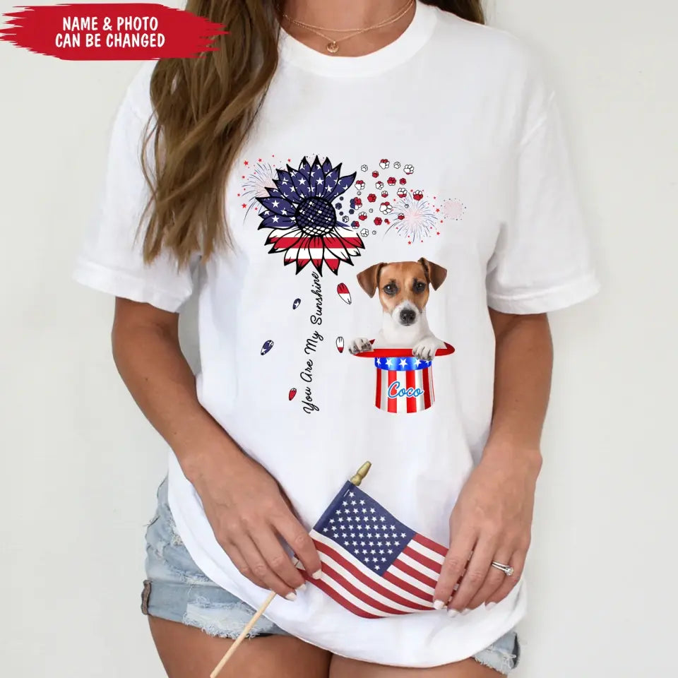 You Are My Sunshine Flower Dog Photo - Personalized T-shirt, Independence Gift For Dog Lovers