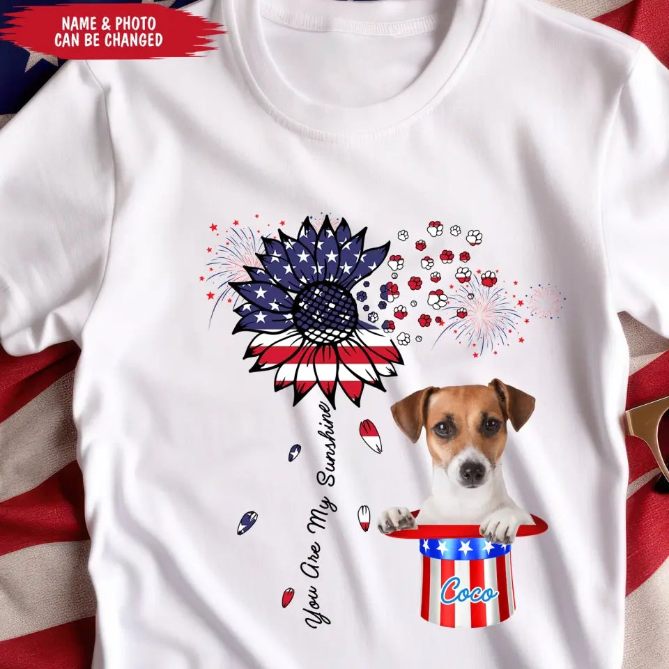 You Are My Sunshine Flower Dog Photo - Personalized T-shirt, Independence Gift For Dog Lovers