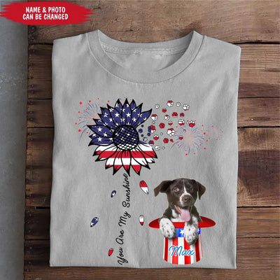 You Are My Sunshine Flower Dog Photo - Personalized T-shirt, Independence Gift For Dog Lovers