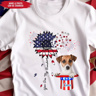 You Are My Sunshine Flower Dog Photo - Personalized T-shirt, Independence Gift For Dog Lovers
