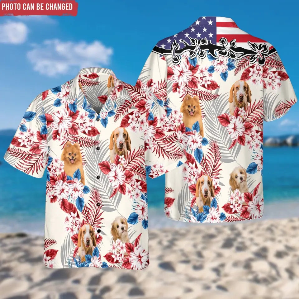 America Flag - Personalized Hawaiian Shirt, 4th Of July Upload Pet Photo Hawaiian Shirt