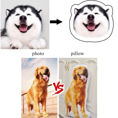 Custom 3D Dog, Cat From Photo Throw Pillow - Personalized Shape Pillow (Insert Included), Pet Lover Gift