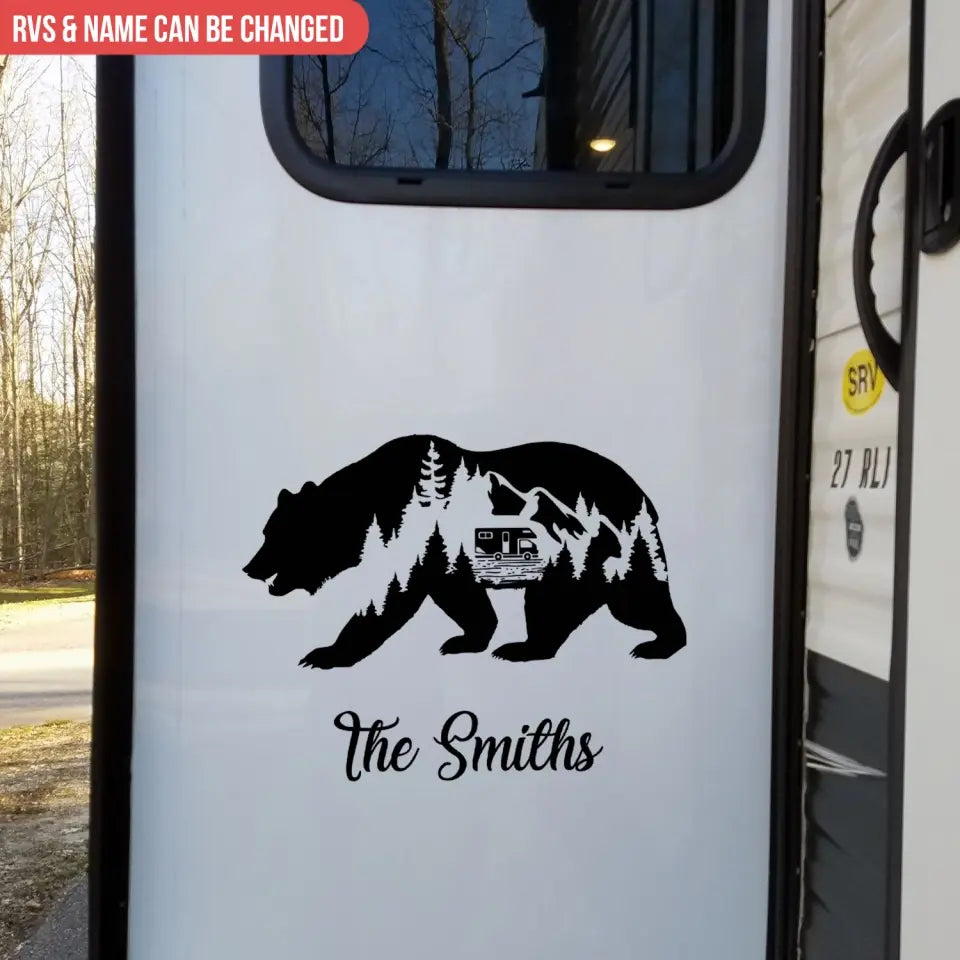 Bear Adventure Camping - Personalized Decal, Camping Decal For Camping Lovers