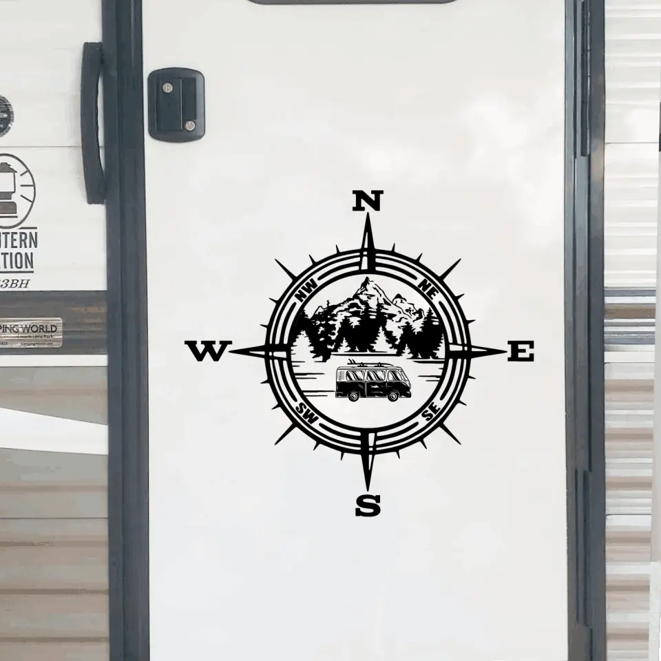 Lake Camping Compass - Personalized Decal, Lake Camping RVs Decal, Gift For Camping Lovers