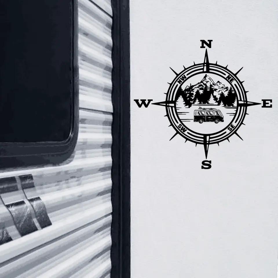 Lake Camping Compass - Personalized Decal, Lake Camping RVs Decal, Gift For Camping Lovers