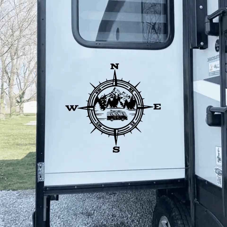 Lake Camping Compass - Personalized Decal, Lake Camping RVs Decal, Gift For Camping Lovers