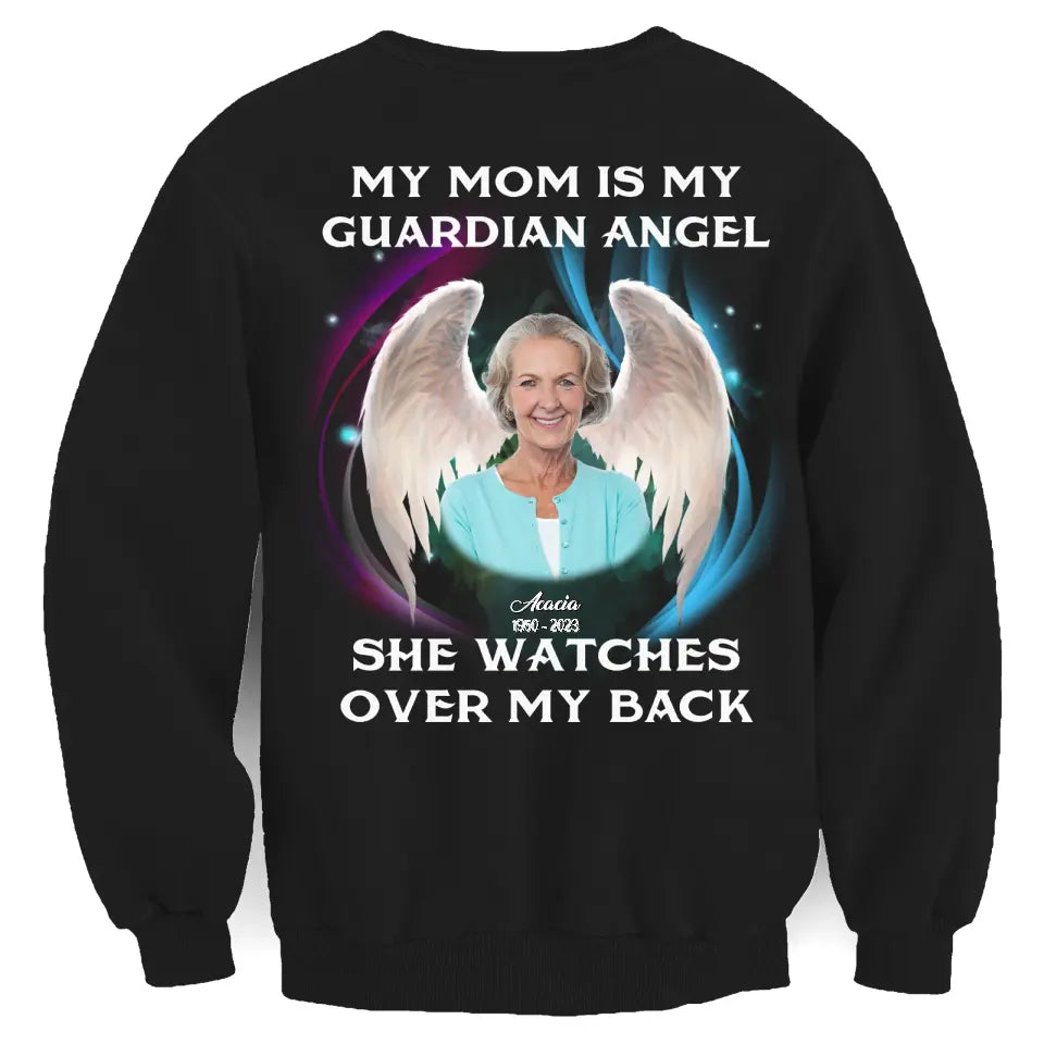 My Dad Is My Guardian Angel He Watches Over My Back - Personalized T-Shirt, Memorial Gift