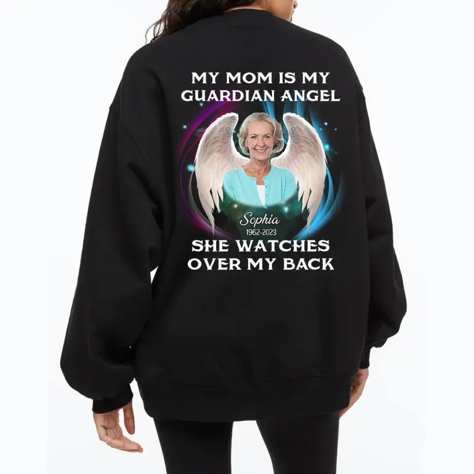 My Dad Is My Guardian Angel He Watches Over My Back - Personalized T-Shirt, Memorial Gift