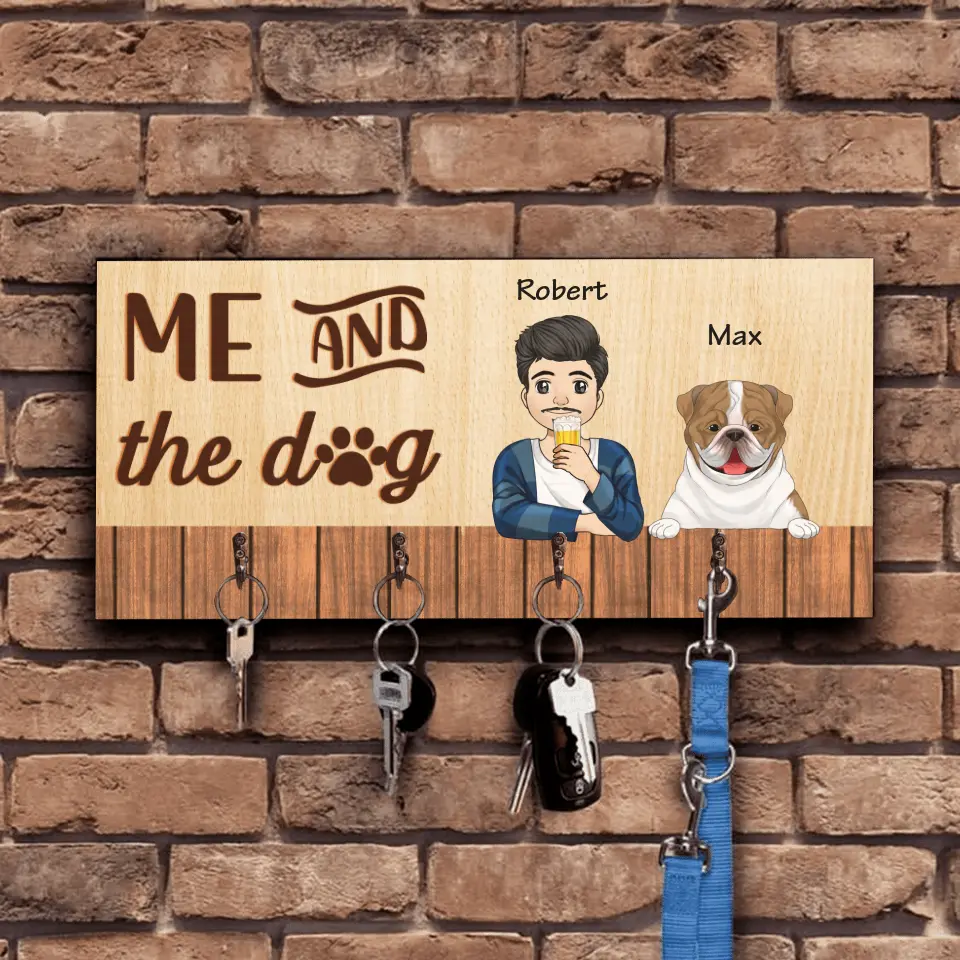 You & Me And The Dogs - Personalized Key Hanger