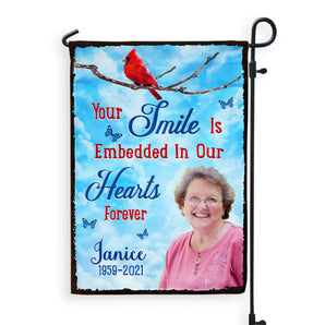 Your Smile Is Embedded In Our Heart Forever - Personalized Garden Flag