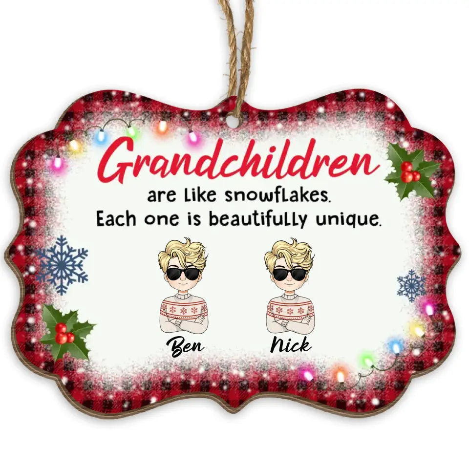 Grandchildren are like snowflakes - Personalized Christmas Ornament For Grandpa Grandma - Personalized Grandkid Ornament