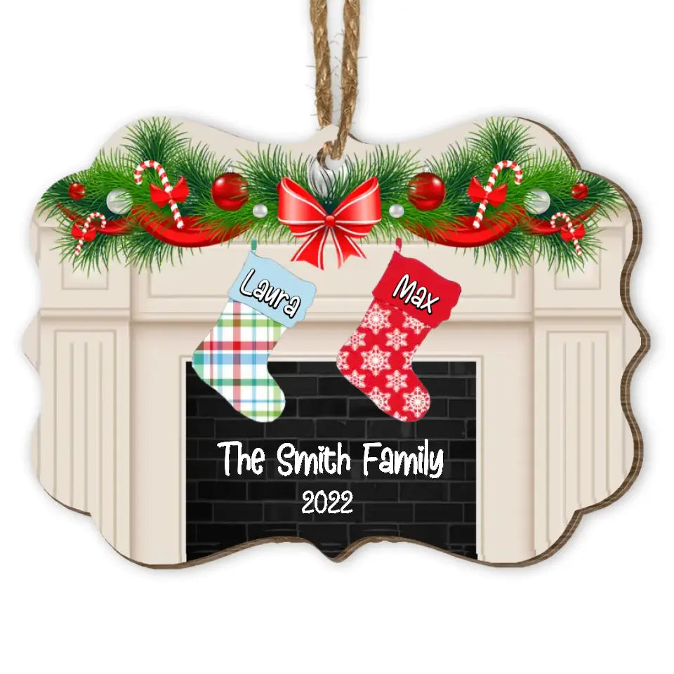 Christmas Stockings Hanging - Personalized Custom Benelux Shaped Wood Christmas Ornament, Family Ornament