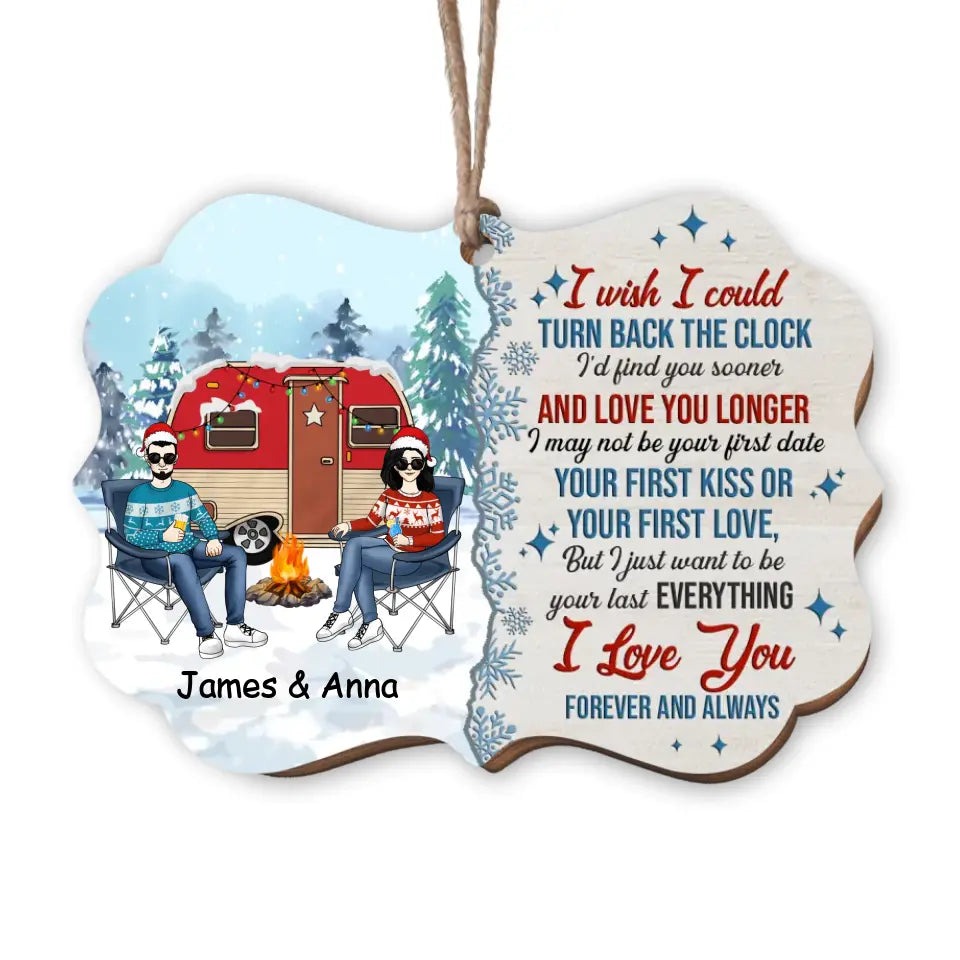 Personalized Wooden Ornament - Christmas Gift For Lover, Family, Couple - Personalized Camping Couple Ornament