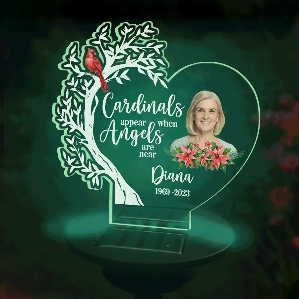 Cardinals Appear When Angels Are Near -  Personalized Solar Light, Memorial Gift
