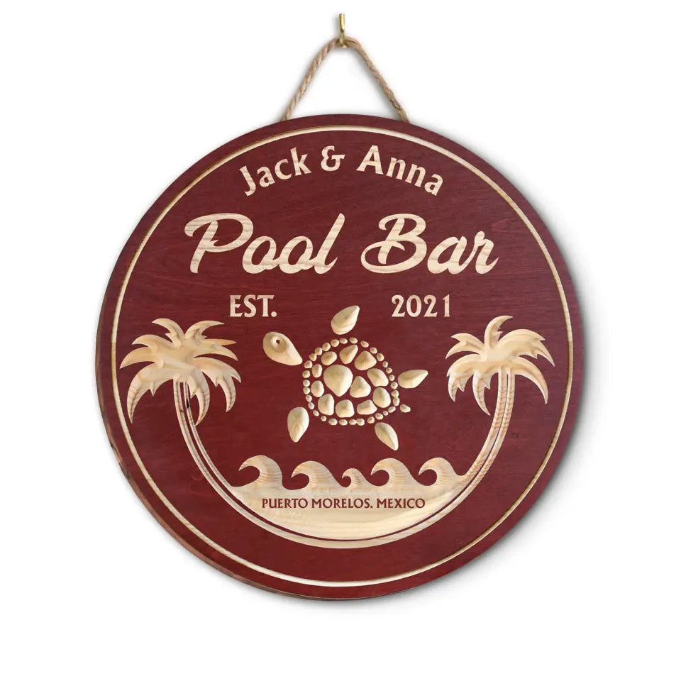 Welcome To Pool House - Personalized Wood Sign, Beach Bar Sign, Personalized Pool Sign