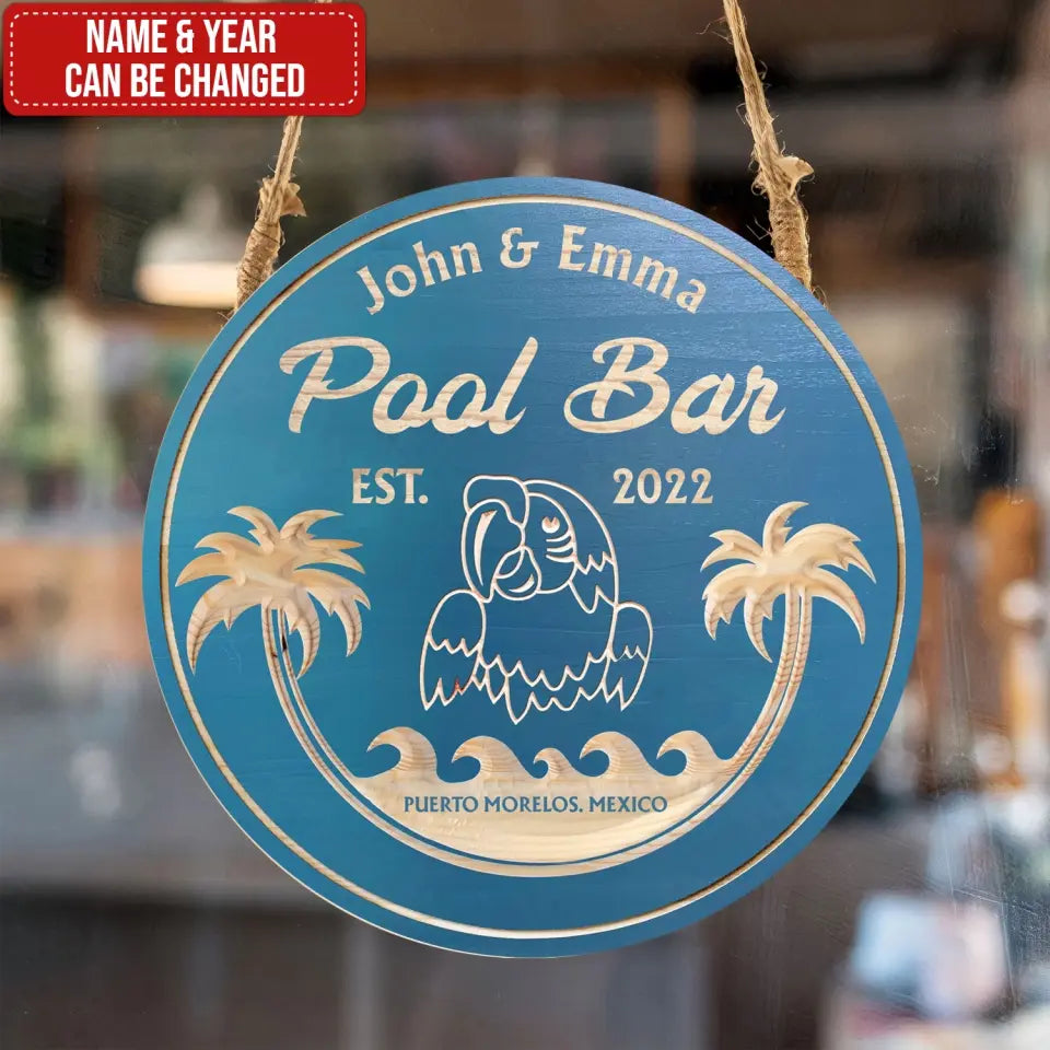 Welcome To Pool House - Personalized Wood Sign, Beach Bar Sign, Personalized Pool Sign