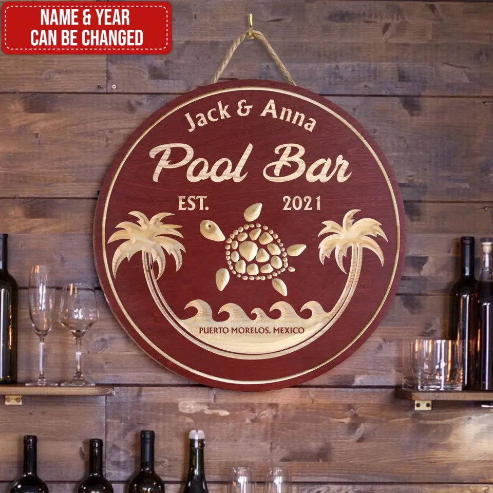 Welcome To Pool House - Personalized Wood Sign, Beach Bar Sign, Personalized Pool Sign